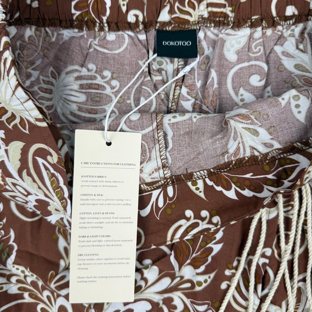 NWT Dokotoo Brown Floral Wrap Skort with Tassel Tie Boho Shorts Beachy Size L - Picture 5 of 8